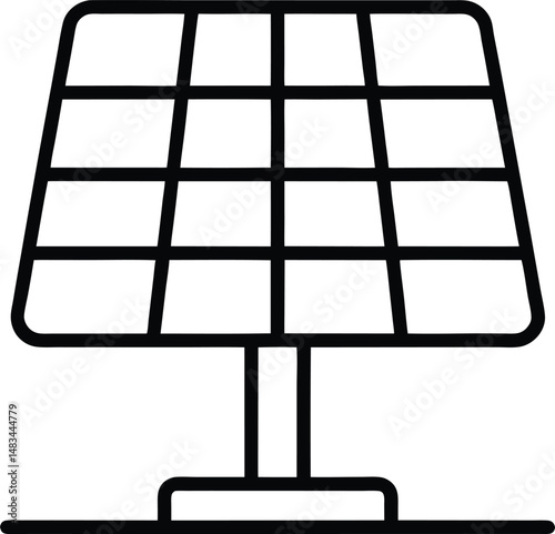 Outline icon of a solar panel on transparent background