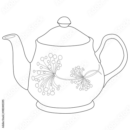 Kettle line art vector design. Kettle outline illustration design.