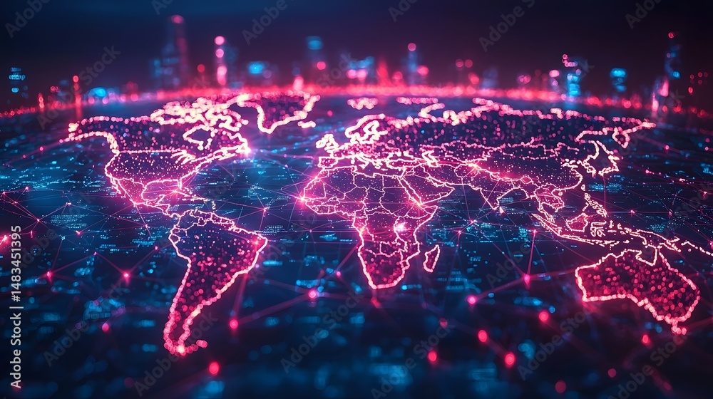 Obraz premium Glowing global business distribution concept