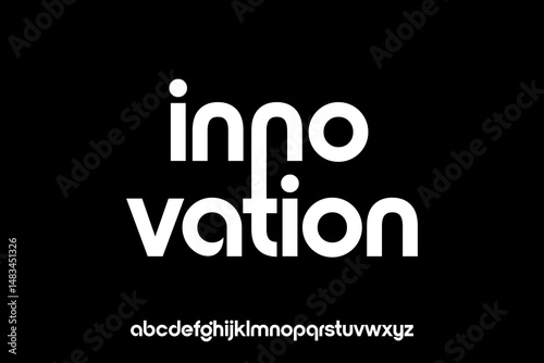 word of innovation . modern minimalist clean alphabet font. lowercase bold typography vector illustration design