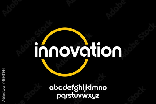 word of innovation . modern minimalist clean alphabet font. lowercase bold typography vector illustration design