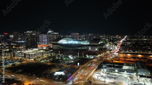 Phoenix Arizona Diamondbacks Downtown Chase Field Night Spring Aerials 4K