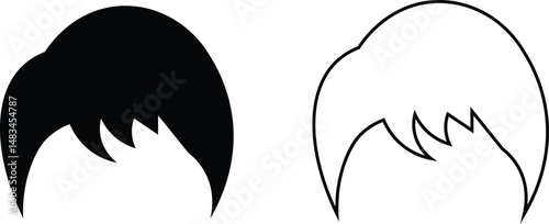 Hairstyle icon set Male Hairstyle Illustration female Hairstyle Illustration Different types of wigs. Black and white vector set of men hairstyle silhouettes Hairstyle icon set editable perfect vector