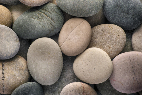 Pebbles. A background of sea stones. Close up.