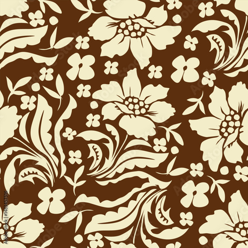 Digital textile design Beautiful ethnic style colorful seamless floral hand made pattern ready for print
