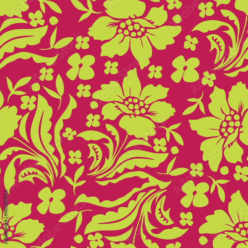 Digital textile design Beautiful ethnic style colorful seamless floral hand made pattern ready for print
