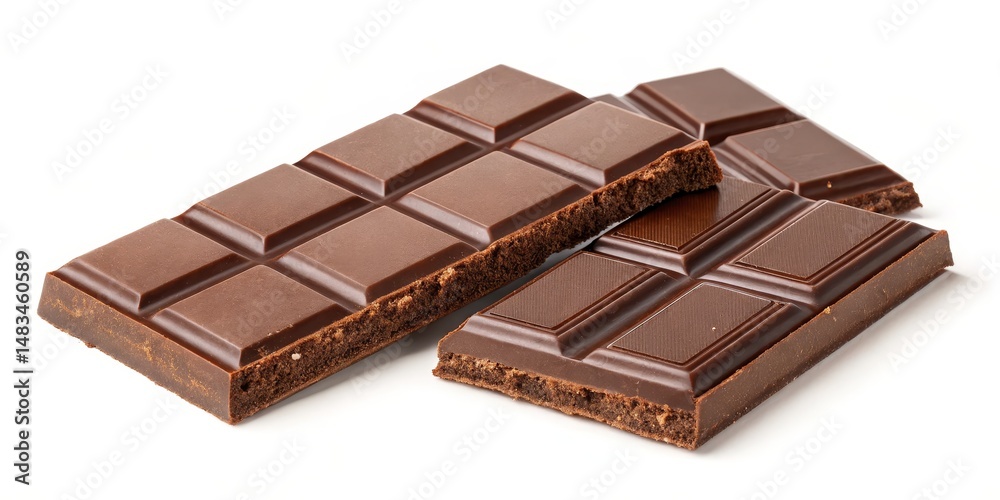 Fototapeta premium Broken Milk Chocolate Bar, Close-up, Sweet Treat, Confectionery Photography, Food Photography Chocolate, Confectionery