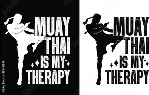 Muay thai is my therapy t shirt design. Fighter t-shirt design, Fight vector typography t-shirt design. ricket all iteam,bat, ball T-Shirts Amazon.