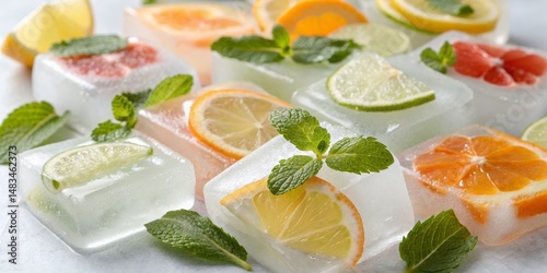 Citrus Ice Cubes Frozen Lem...