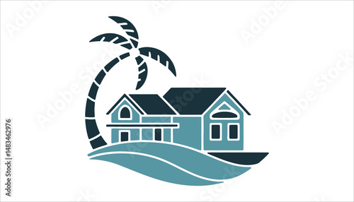 Tropical Beach House Logo Design for Real Estate and Resort Branding