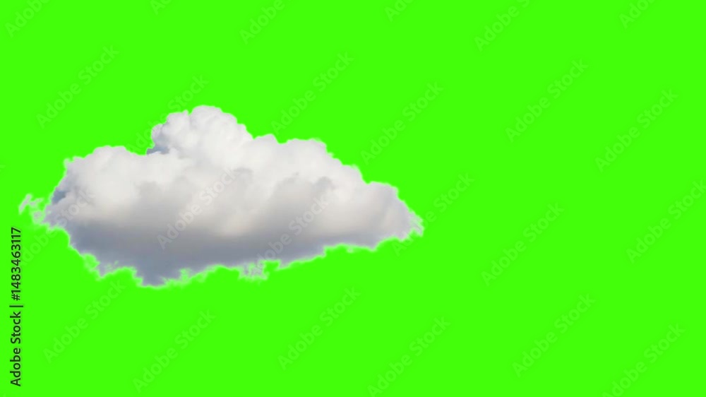 Clouds Moving on Green Screen, Animated White Fluffy Clouds on Green ...