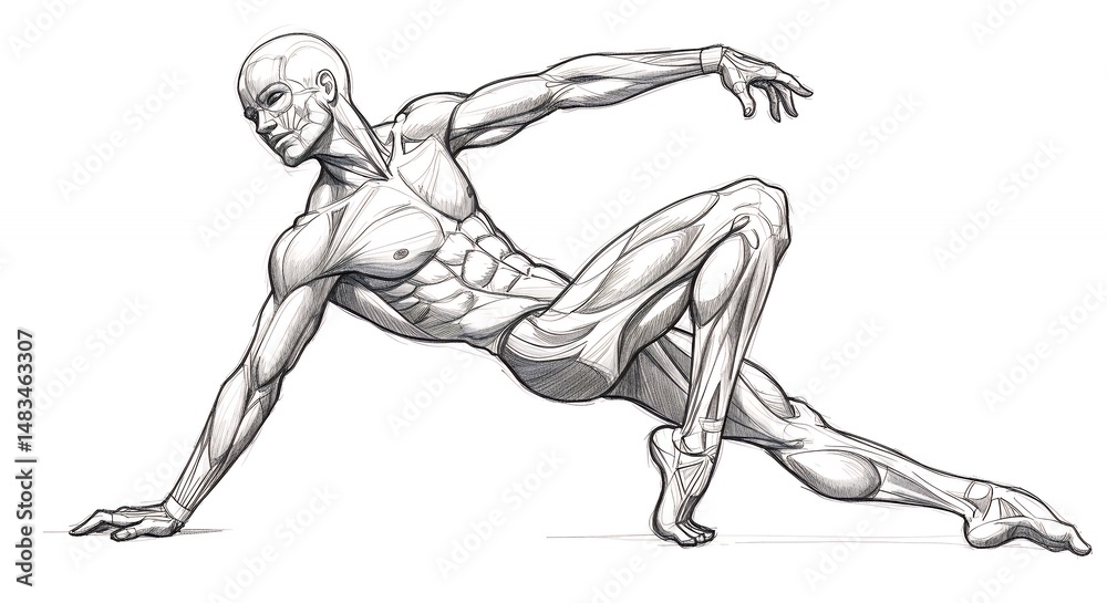 Fototapeta premium Male figure anatomy drawing