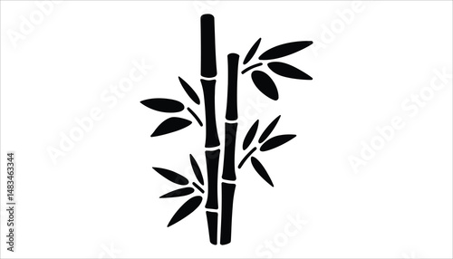 Wallpaper Mural Bamboo Plant Silhouette Icon for Eco and Zen Designs Torontodigital.ca