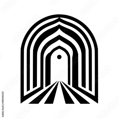 Minimalist Black & White Archway Illustration