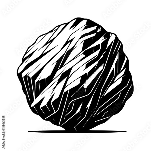 Abstract Black & White Stone Graphic Illustration