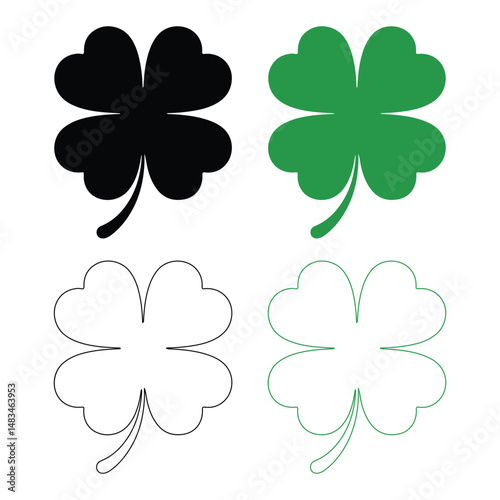 Clover leaf icon set vector on white background