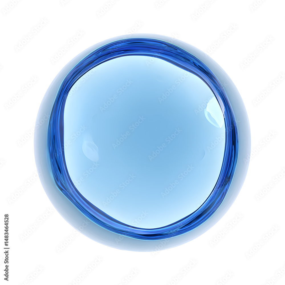 White cell with Blue liquid Inside Top View Isolated on White White cell with Blue liquid Inside Top View Isolated on White