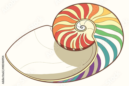 109 seashell, rainbow colors, iridescent, detailed, hyperrealistic, glossy, smooth surface, natural lighting, high contrast, studio shot, seamless background