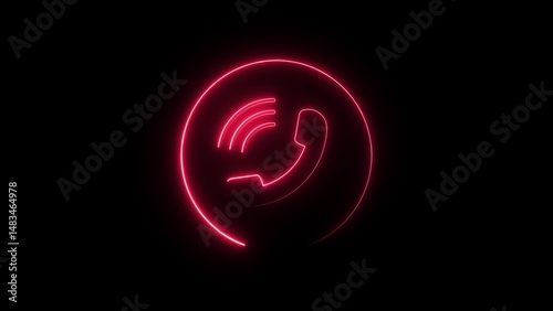 Neon smart phone call ring icon 