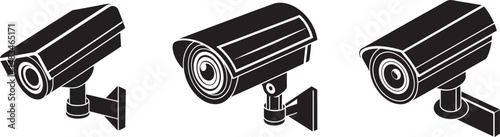 CCTV camera icon vector silhouette, security camera vector illustration on a white background