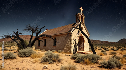 Shot of abandoned Terlingua church in Texas