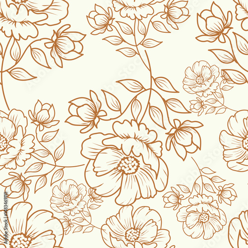 Digital textile design Beautiful ethnic style colorful seamless floral hand made pattern ready for print
