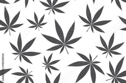 Marijuana seamless pattern. Cannabis background. Natural product of organic hemp.
