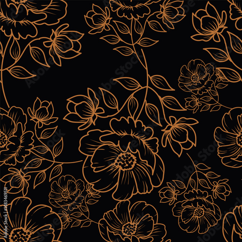 Digital textile design Beautiful ethnic style colorful seamless floral hand made pattern ready for print
