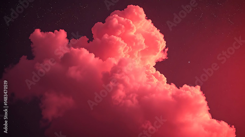 Pink And Orange Cosmic Cloud With Stars In Dark Space