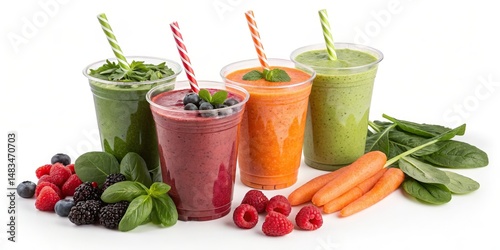 Four Colorful Smoothie Cups...