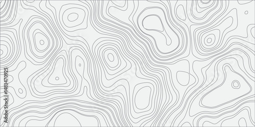"Design a smooth, seamless topographic contour map pattern in black and white. The illustration should feature flowing, organic lines that mimic natural elevation changes, creating a modern, abstract.