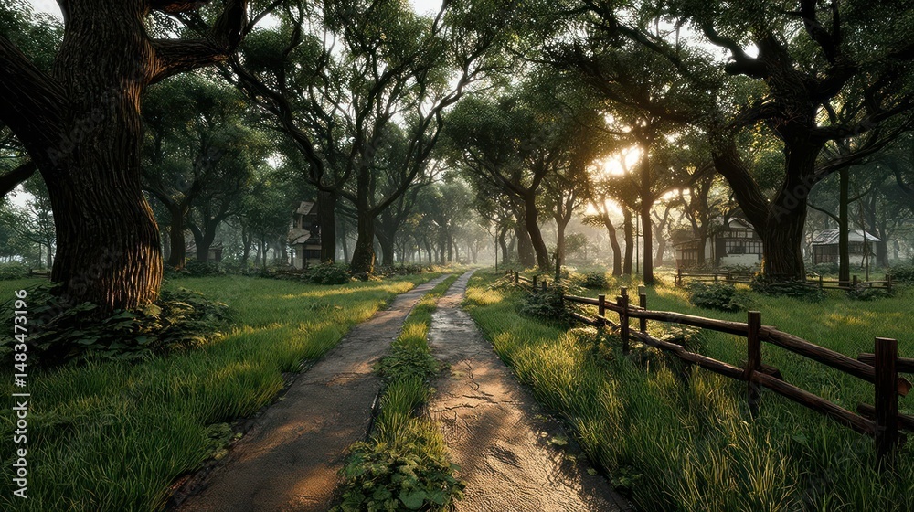 Fototapeta premium Forest pathway morning light