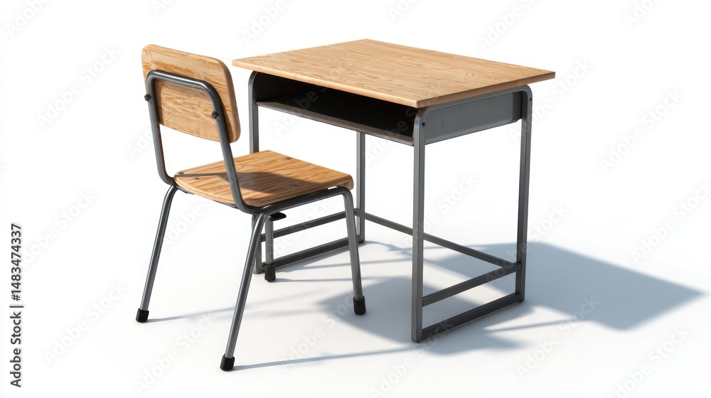 Fototapeta premium Simple school desk and chair set