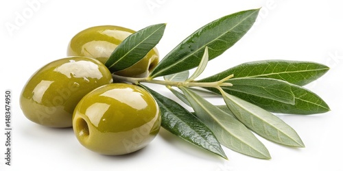 Green Olives on Branch Clos...