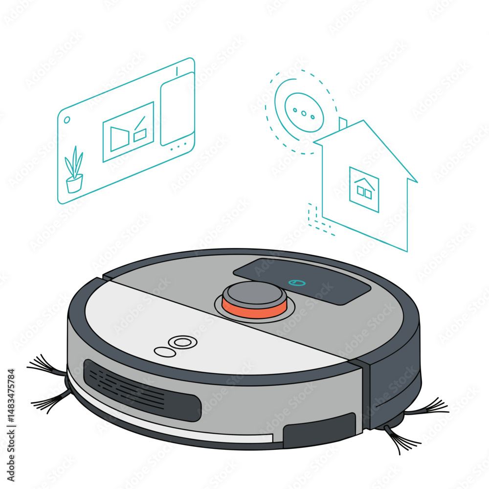 Fototapeta premium Smart robotic vacuum cleaner with connected home interface 