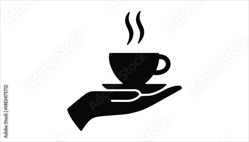 Coffee Cup in Hand Icon. Hot Beverage Serving Vector Illustration.