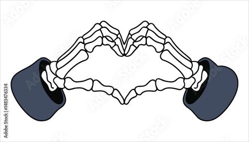 Skeleton Hands Heart Gesture Vector Illustration