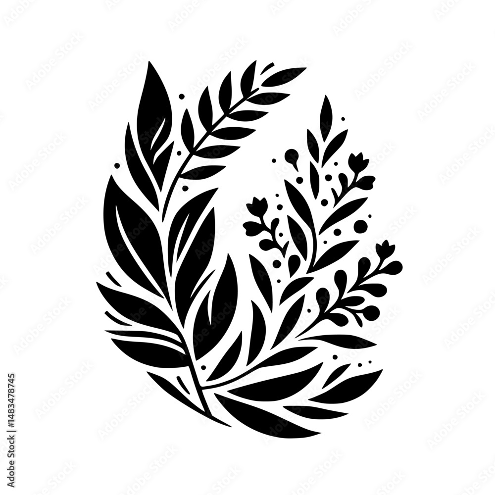 Fototapeta premium Elegant Black & White Floral Vector Illustration