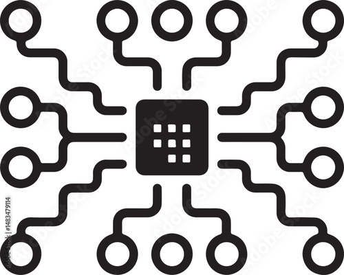 Abstract microchip circuit board design with connections vector illustration