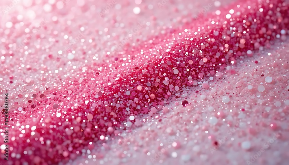Sparkling pink glitter background with a diagonal swath of deeper pink, creating a festive and luxurious texture, suitable for backgrounds and design accents with a soft and shimmering light. Sparkling pink glitter background with a diagonal swath of deeper pink, creating a festive and luxurious texture, suitable for backgrounds and design accents with a soft and shimmering light.