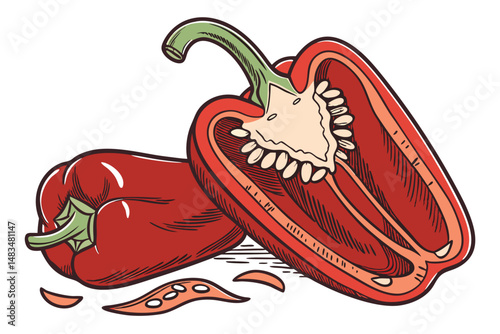 112 chili pepper, red chili pepper, capsicum, hot pepper, spicy vegetable, food, culinary, cooking ingredient, still life, photo-realistic, detailed, sharp focus, high definition