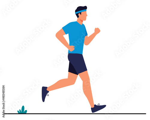 Energetic Man Running in Sportswear Embracing Fitness and Healthy Lifestyle Outdoors
