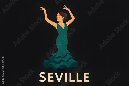 Seville Flamenco Dancer Illustration 