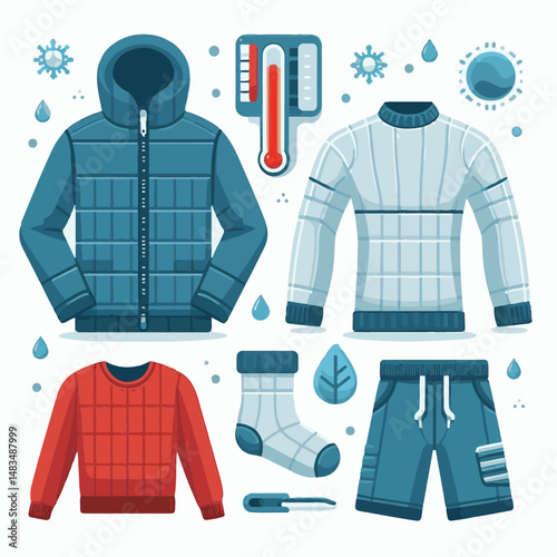 thermal, wear, clothes, clothing, sport, design, fashion, fabric, white, illustration, vector, textile, winter, background, isolated, apparel, protection, cloth, underwear, warm, garment, female, set,