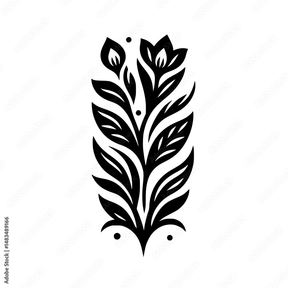 Obraz premium Minimalist Floral Illustration: Black & White Plant Design