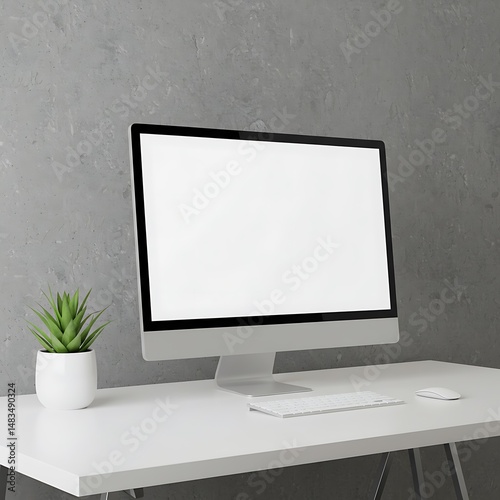 Modern Workspace: Clean Desk, Blank Screen