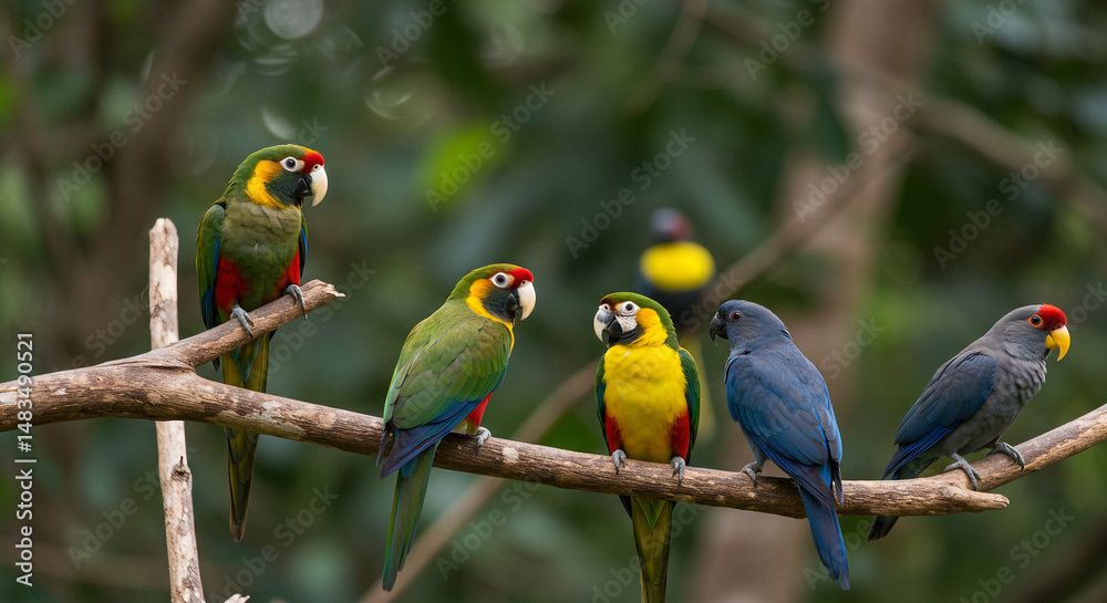 Obraz premium parrots on a tree branch
