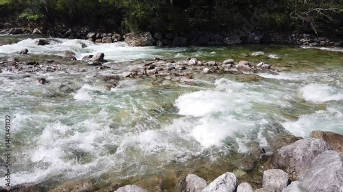 Clear water in the river with rocks