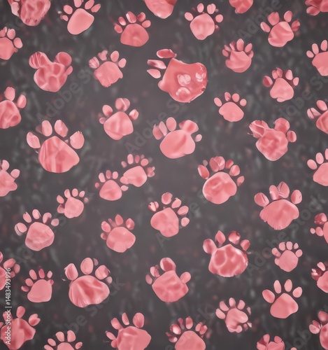 Heart-shaped dog paw print pattern, Valentine's Day design,  pet,  animal