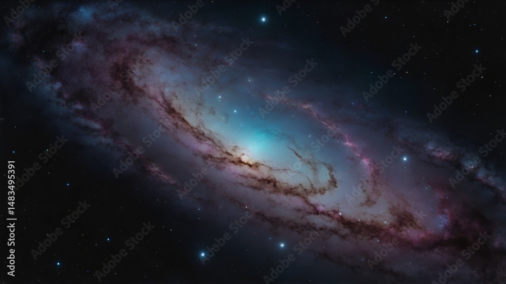 Fototapeta premium Colorful Galaxy Cluster in the Dark Universe